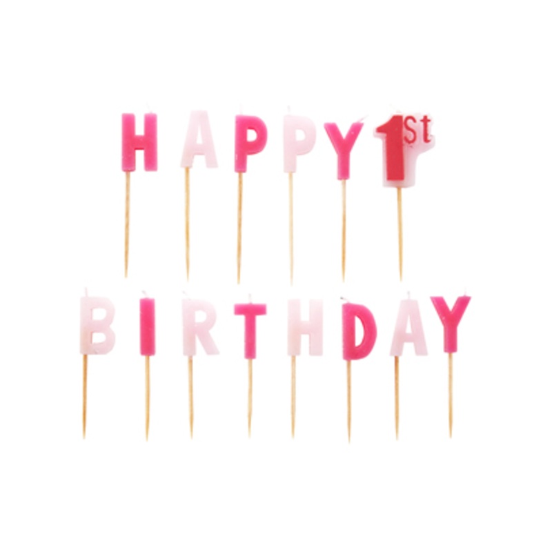 9900785 Pink Pick Candles – 1st Birthday Girl
