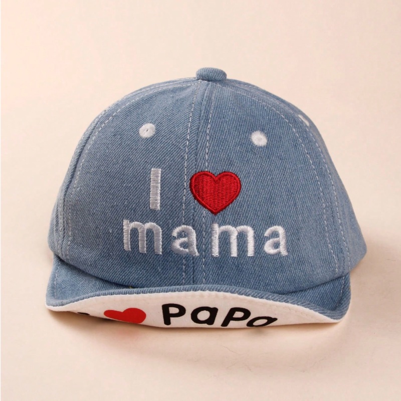 Denim Love Mama & Papa” Soft Brim Sun Hat 1-3y