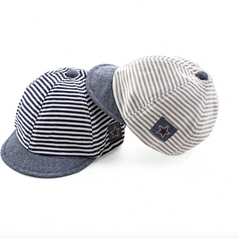 Star Striped Peaked Cap 3-12m Gray