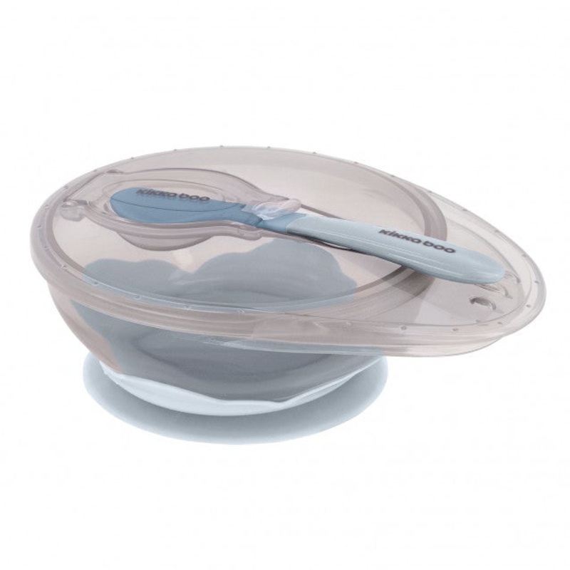 Suction bowl with Spoon blue