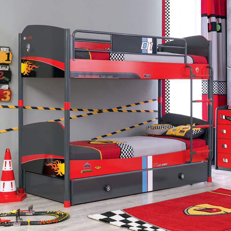 3in1 Champion Racer Bunk Beds (90x200cm