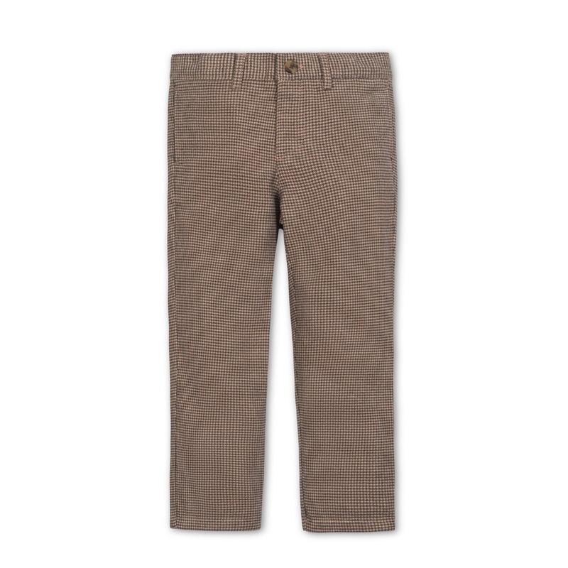 Organic Brushed Suit Pant 2T Camel Houndstooth