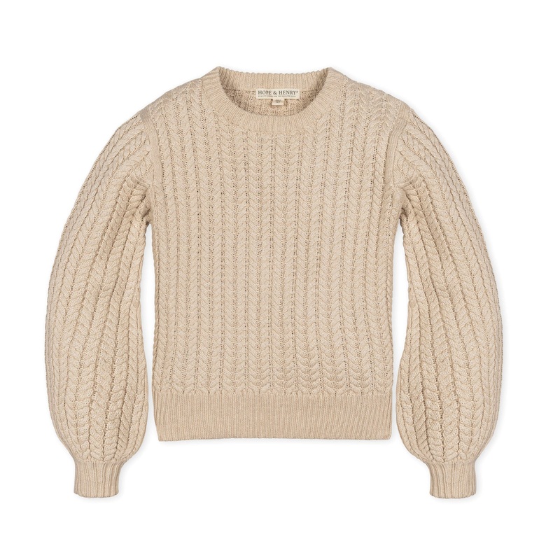 Organic Cable Sweater X-Small Oatmeal Heather