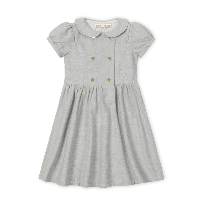 Organic Double Breasted Flannel Dress 2T Gray Heather Flannel