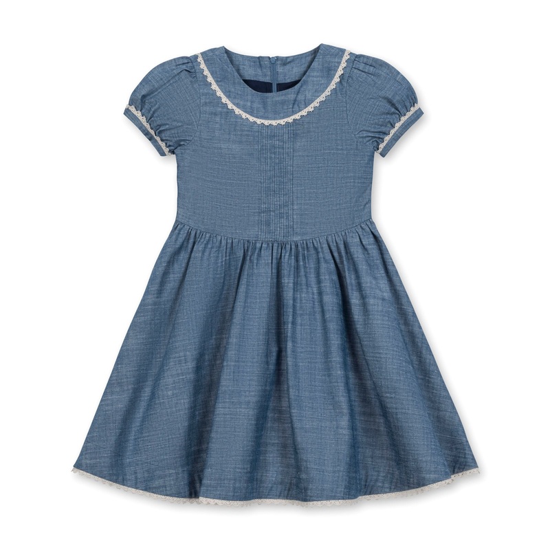 Organic Pintuck Chambray Dress 2T Blue Chambray