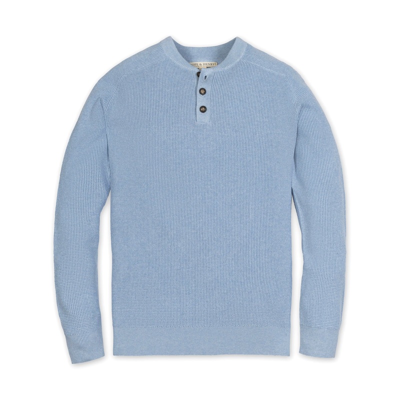 Organic Sweater Henley Small Blue Heather