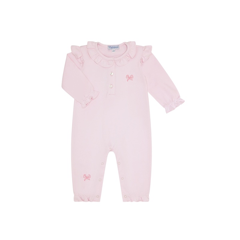 Charming Bows Embroidery Romper Ls Pink 0 – 3M