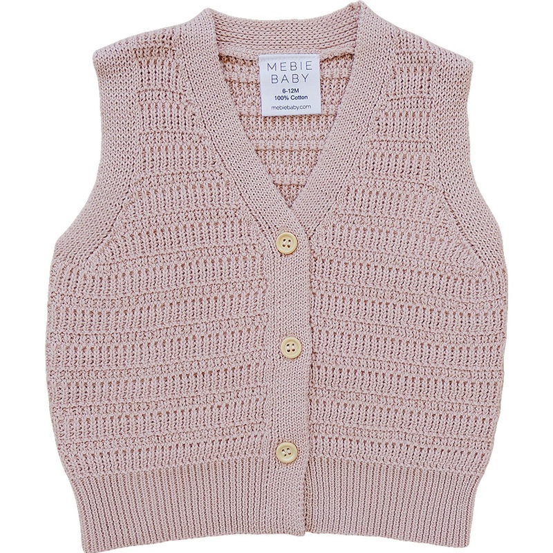 Pink Knit Button Down Vest 6-12