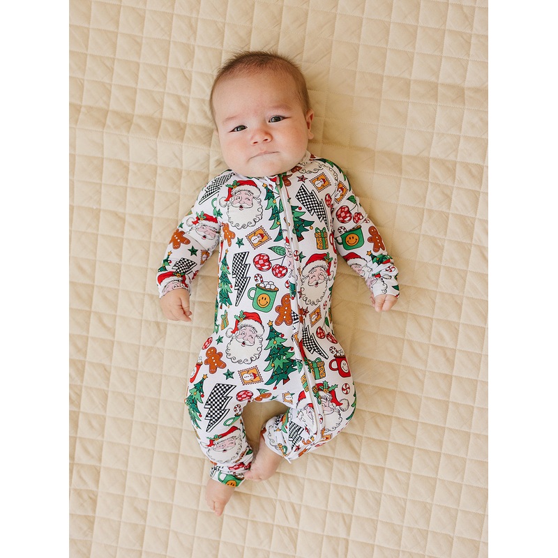 Bamboo Zip Romper | Christmas Vibes 0-3M
