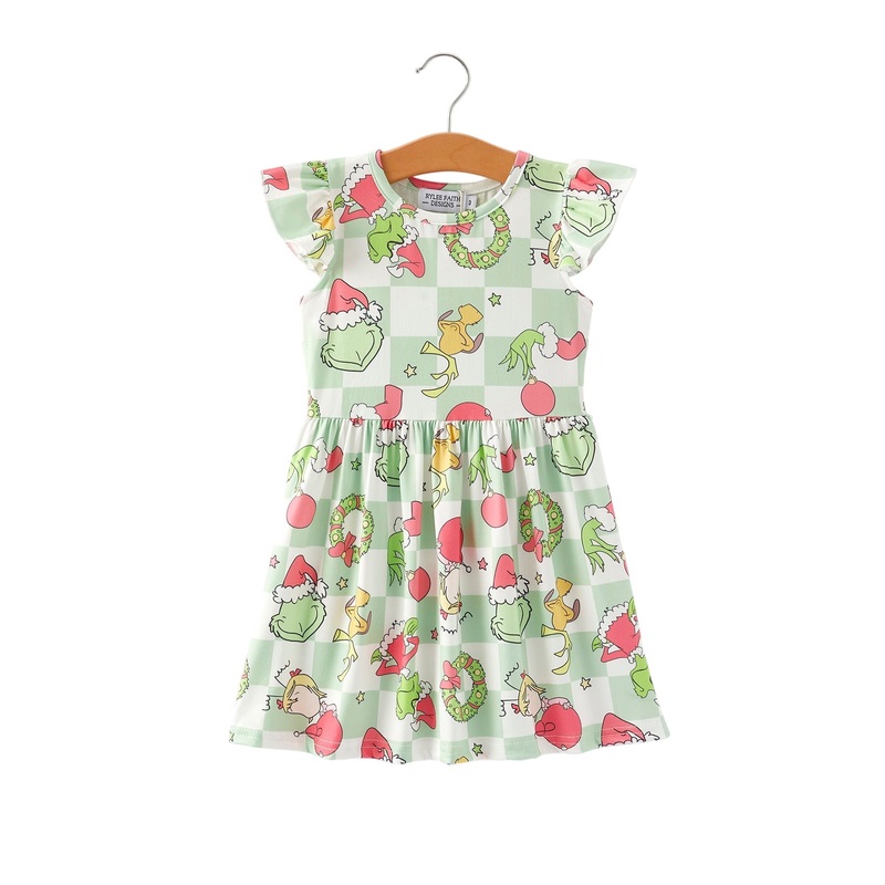 Girls Christmas Character Print Dress 3