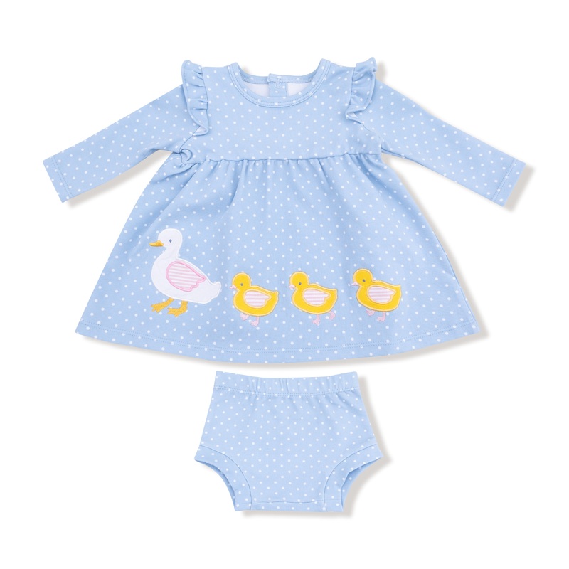 Duck Family Long Sleeve Dress With Diaper Cover 3-6M