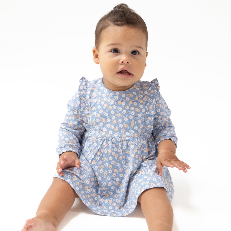 Ruffle Long Sleeve Bodysuit Dress 3-6M