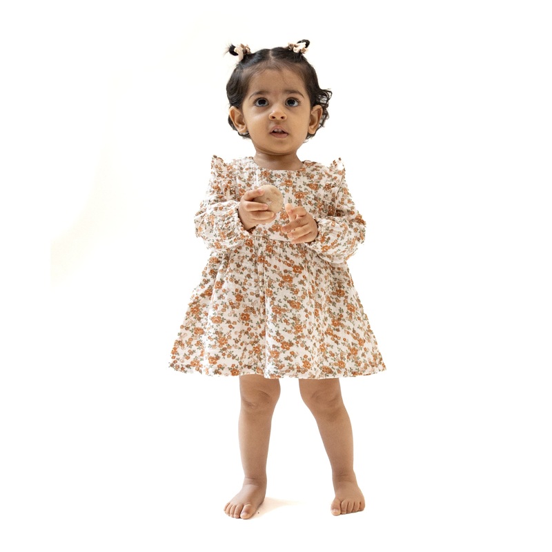 Ruffle Long Sleeve Bubble With Skirt 3-6M